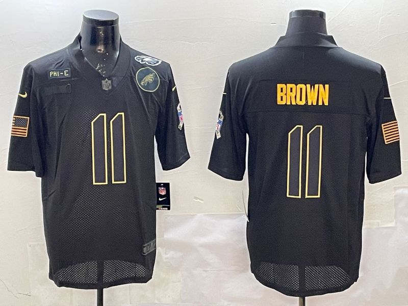 Men Philadelphia Eagles #11 Brown Black 2025 Nike Salute to Service Limited NFL Jersey style 11->philadelphia eagles->NFL Jersey